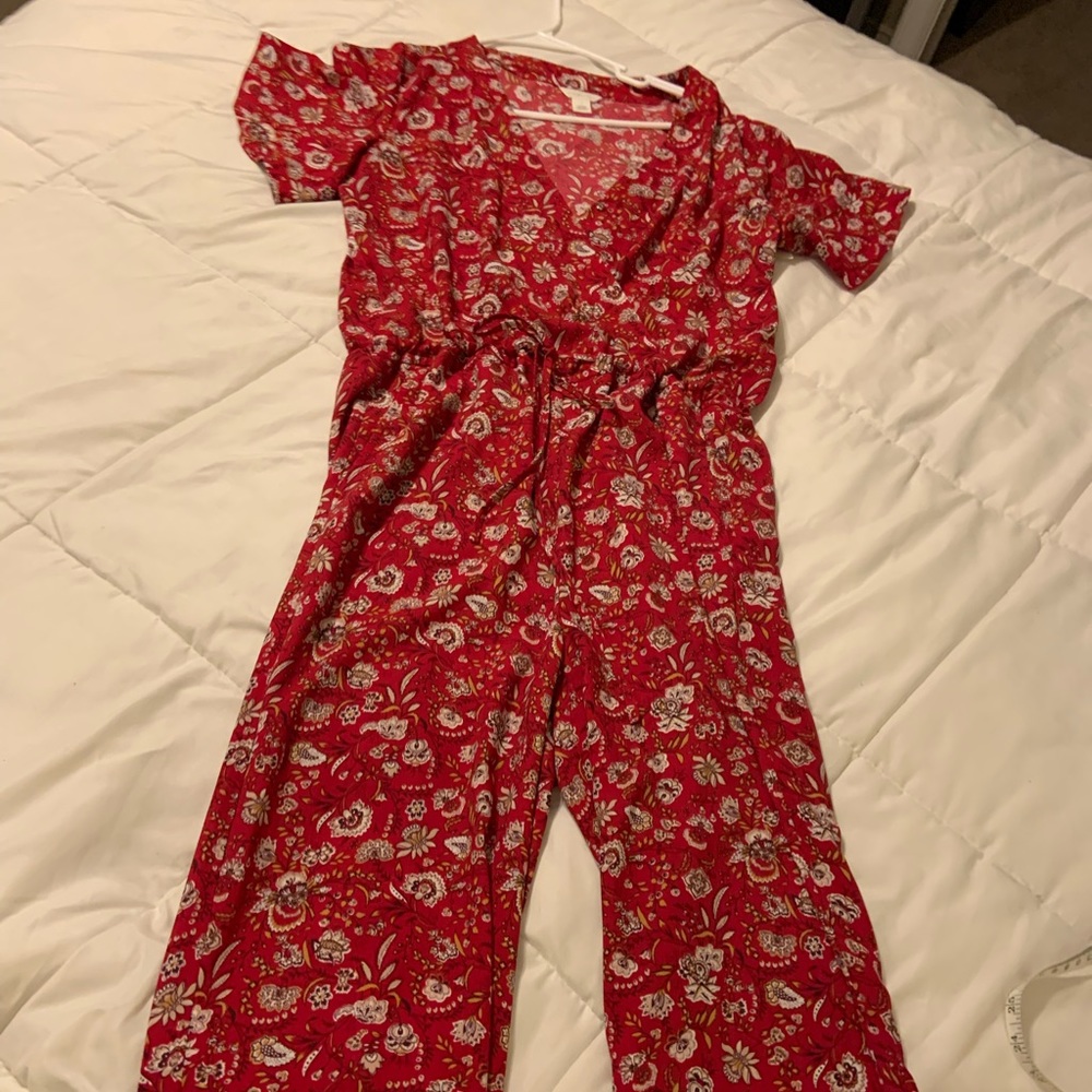 Caslon red floral romper